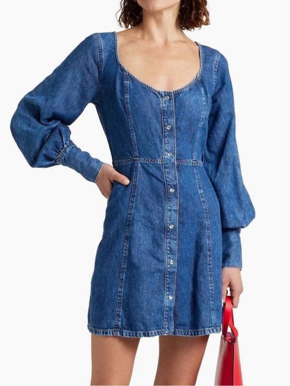 NWT Ganni Women’s Snap Front Denim Mini Dress